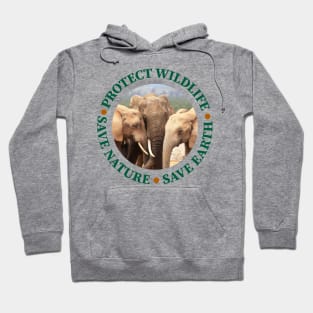 Wildlife Conservation Earth Day Elephant Family Hoodie